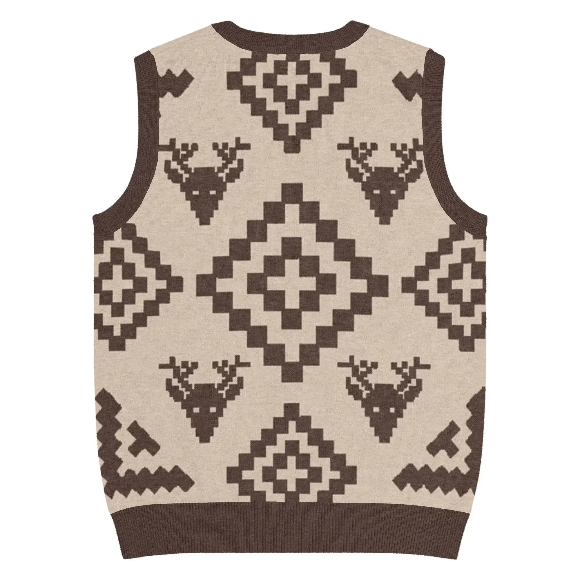 Classic Vintage V-neck Brown Men Knitted vest - IVORYNN