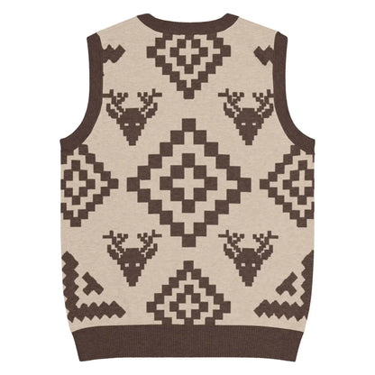 Classic Vintage V-neck Brown Men Knitted vest - IVORYNN