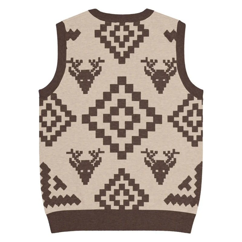 Classic Vintage V-neck Brown Men Knitted vest - IVORYNN
