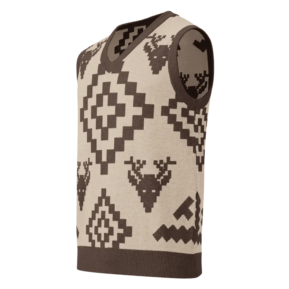 Classic Vintage V-neck Brown Men Knitted vest - IVORYNN