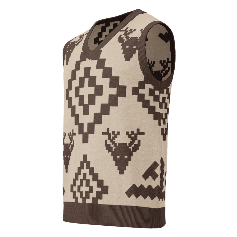 Classic Vintage V-neck Brown Men Knitted vest - IVORYNN