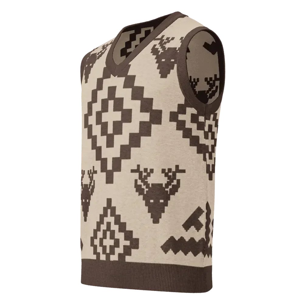 Classic Vintage V-neck Brown Men Knitted vest - IVORYNN