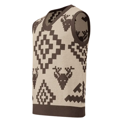 Classic Vintage V-neck Brown Men Knitted vest - IVORYNN