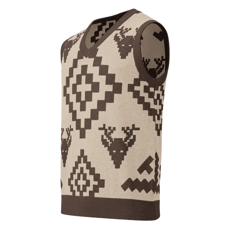 Classic Vintage V-neck Brown Men Knitted vest - IVORYNN