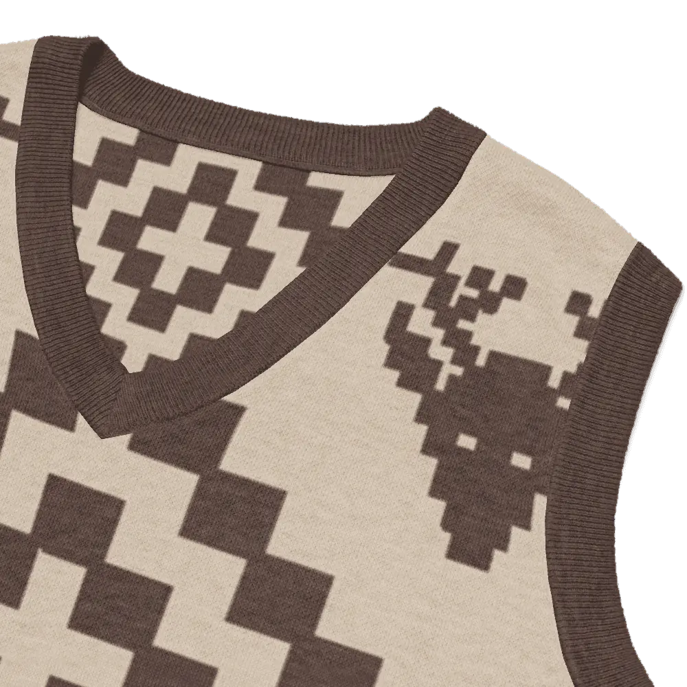 Classic Vintage V-neck Brown Men Knitted vest - IVORYNN