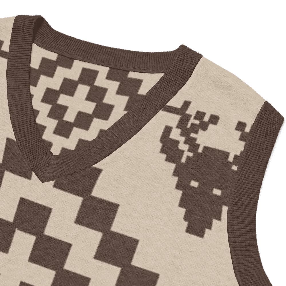 Classic Vintage V-neck Brown Men Knitted vest - IVORYNN