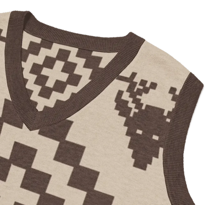 Classic Vintage V-neck Brown Men Knitted vest - IVORYNN