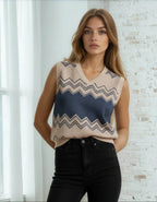 Classic Vintage V-neck Knitted vest - IVORYNN