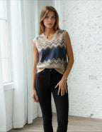 Classic Vintage V-neck Knitted vest - IVORYNN