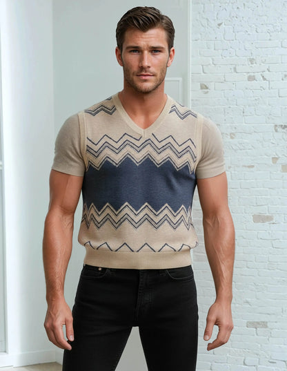 Classic Vintage V-neck Men Knitted vest - IVORYNN
