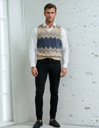 Classic Vintage V-neck Men Knitted vest - IVORYNN
