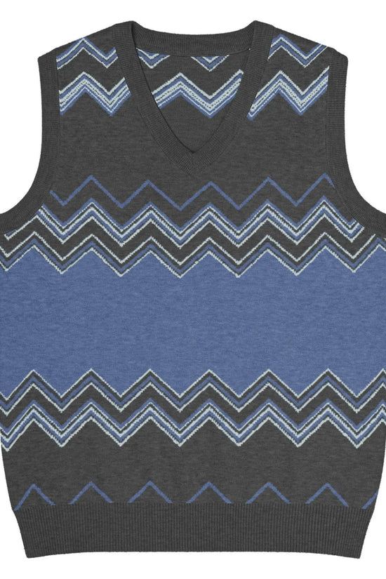 Classic Vintage V-neck Navy Gray Men Knitted vest - IVORYNN