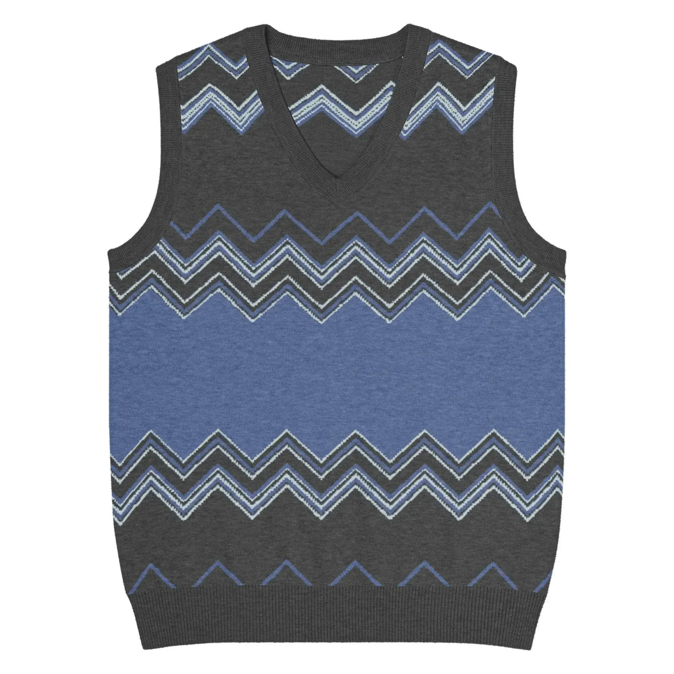 Classic Vintage V-neck Navy Gray Men Knitted vest - IVORYNN