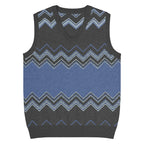 Classic Vintage V-neck Navy Gray Men Knitted vest - IVORYNN