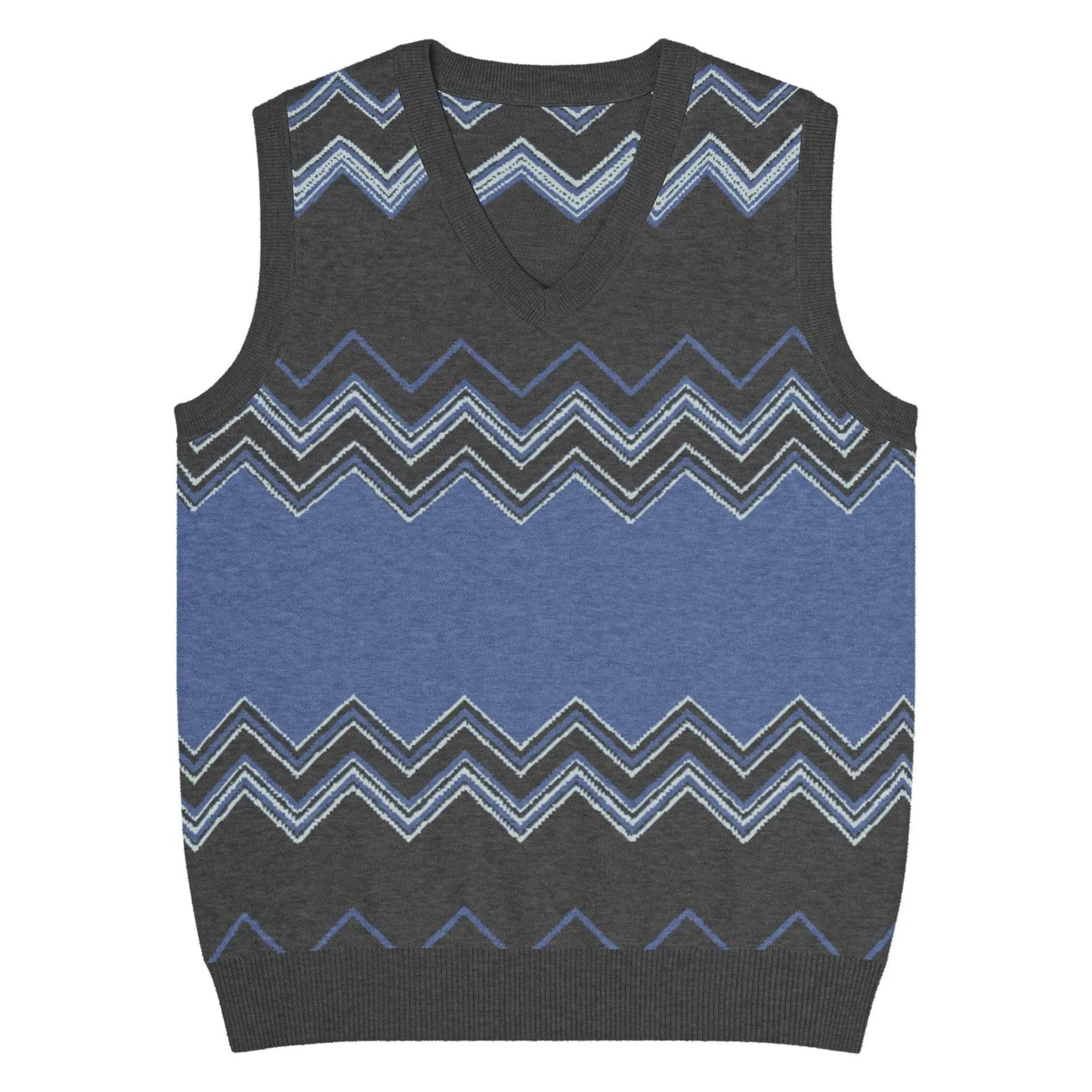 Classic Vintage V-neck Navy Gray Men Knitted vest - IVORYNN