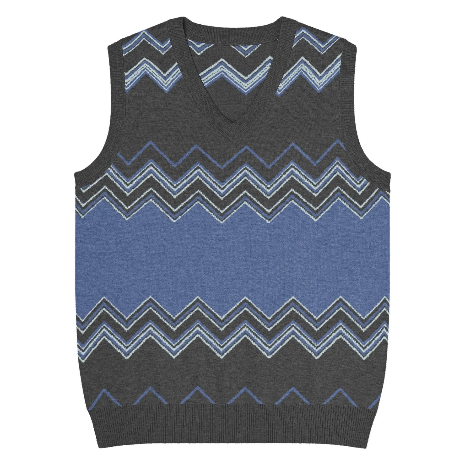 Classic Vintage V-neck Navy Gray Men Knitted vest - IVORYNN