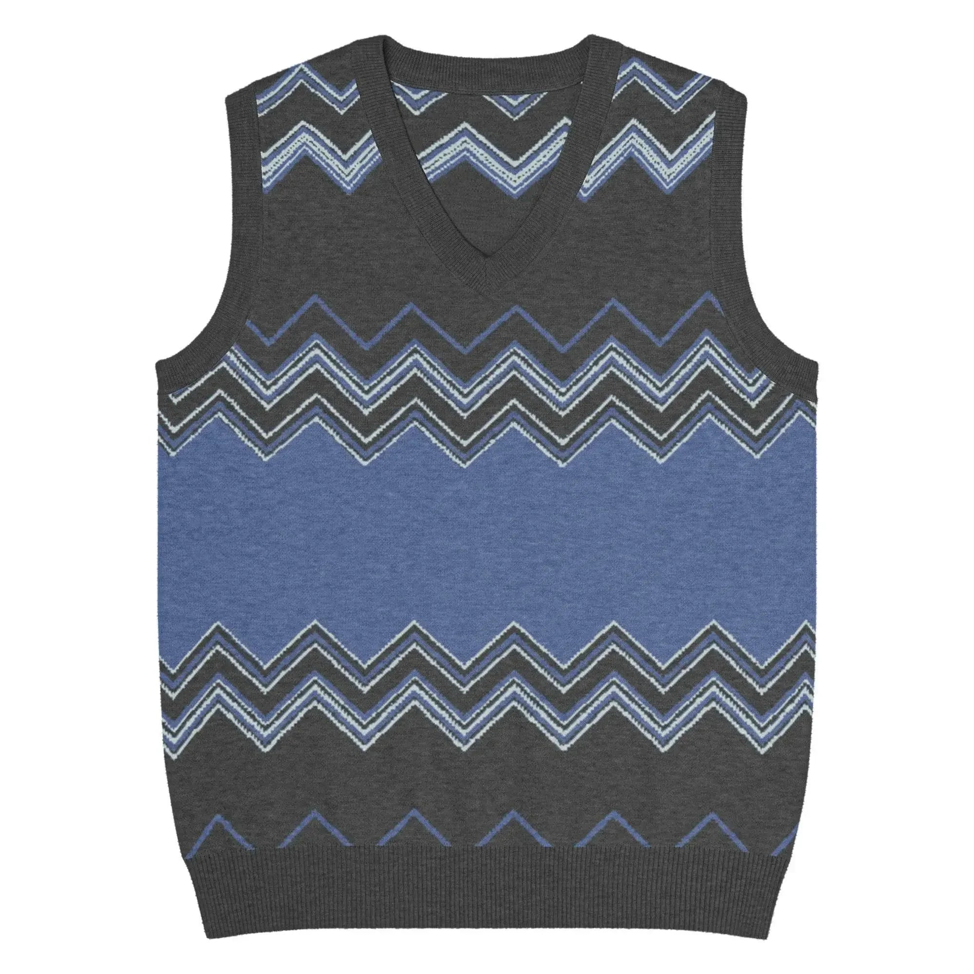 Classic Vintage V-neck Navy Gray Men Knitted vest - IVORYNN