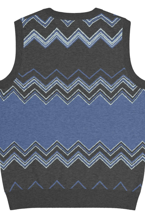 Classic Vintage V-neck Navy Gray Men Knitted vest - IVORYNN