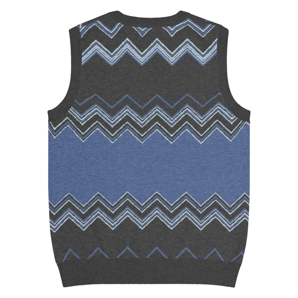Classic Vintage V-neck Navy Gray Men Knitted vest - IVORYNN