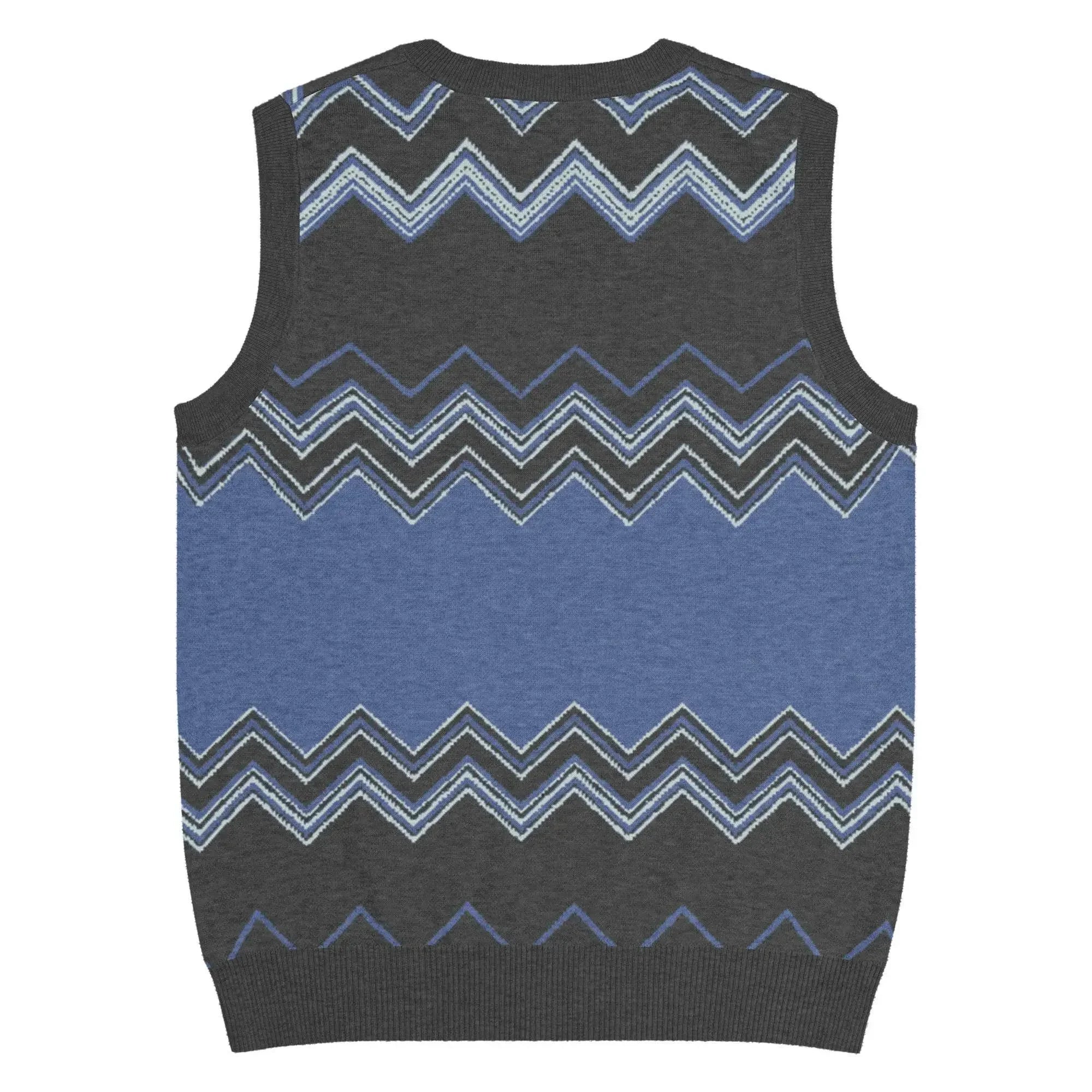 Classic Vintage V-neck Navy Gray Men Knitted vest - IVORYNN