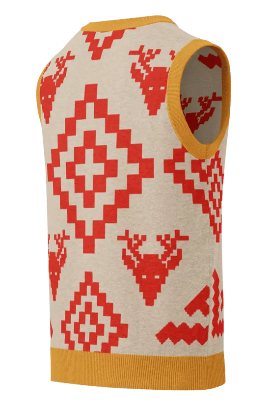 Classic Vintage V-neck Orange Women Knitted vest - IVORYNN