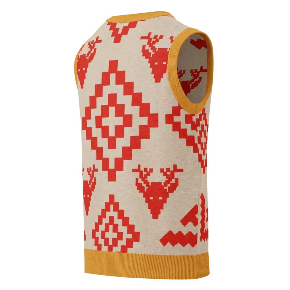 Classic Vintage V-neck Orange Women Knitted vest - IVORYNN