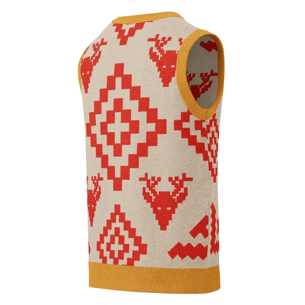 Classic Vintage V-neck Orange Women Knitted vest - IVORYNN