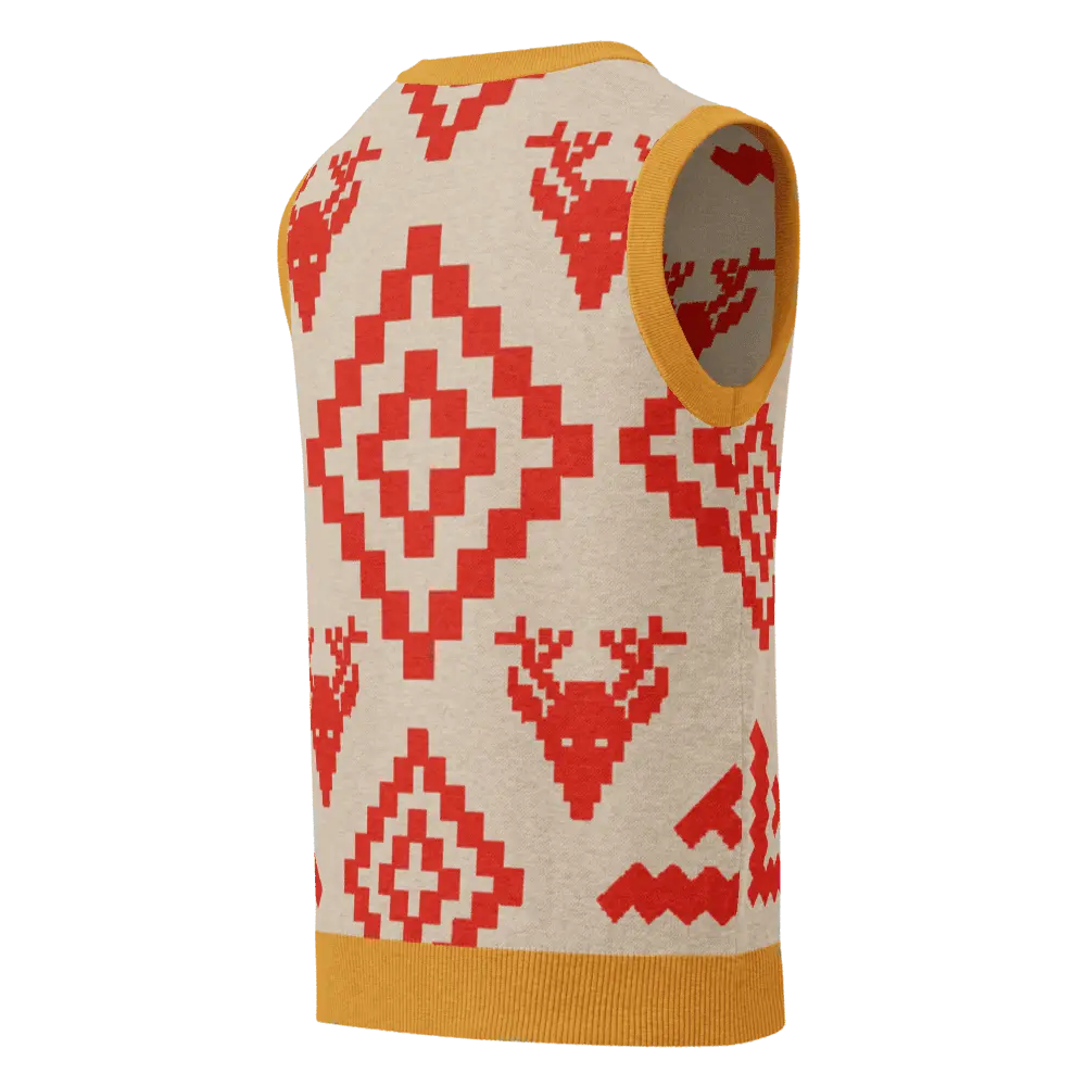 Classic Vintage V-neck Orange Women Knitted vest - IVORYNN