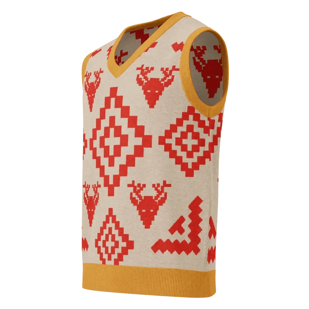 Classic Vintage V-neck Orange Women Knitted vest - IVORYNN