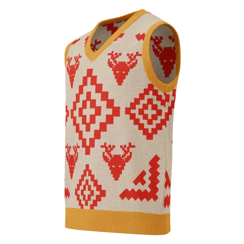 Classic Vintage V-neck Orange Women Knitted vest - IVORYNN