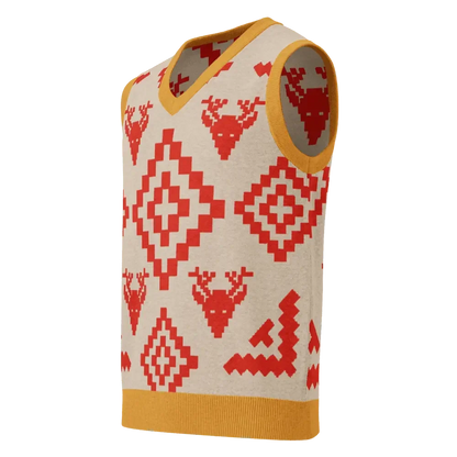 Classic Vintage V-neck Orange Women Knitted vest - IVORYNN