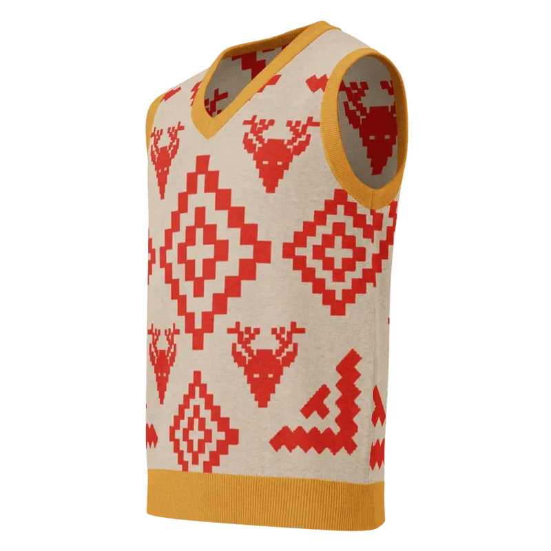 Classic Vintage V-neck Orange Women Knitted vest - IVORYNN