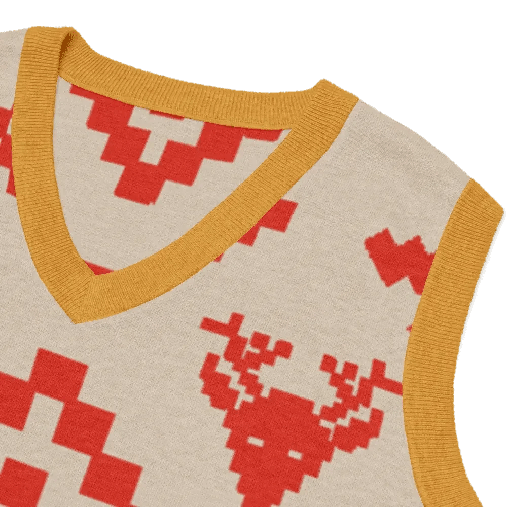 Classic Vintage V-neck Orange Women Knitted vest - IVORYNN