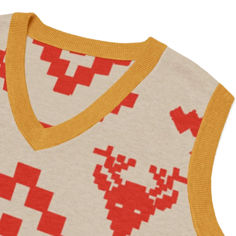 Classic Vintage V-neck Orange Women Knitted vest - IVORYNN