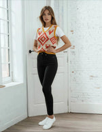 Classic Vintage V-neck Orange Women Knitted vest - IVORYNN