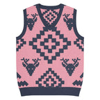 Classic Vintage V-neck Pink Men Knitted vest - IVORYNN