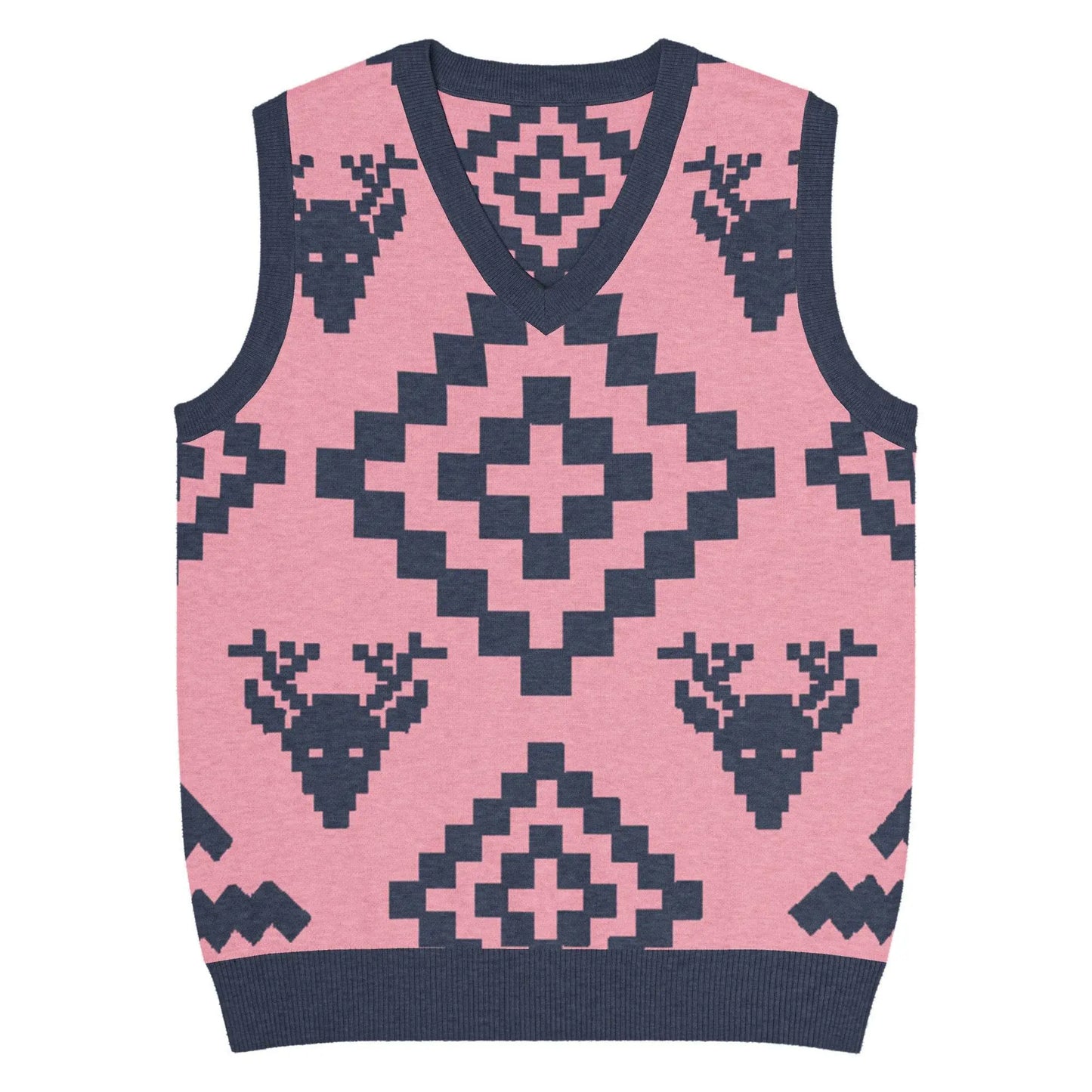 Classic Vintage V-neck Pink Men Knitted vest - IVORYNN