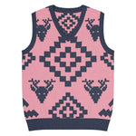 Classic Vintage V-neck Pink Men Knitted vest - IVORYNN