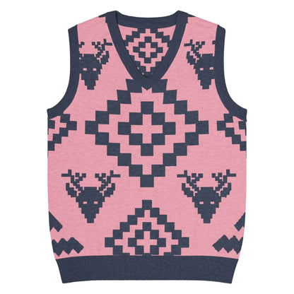 Classic Vintage V-neck Pink Men Knitted vest - IVORYNN