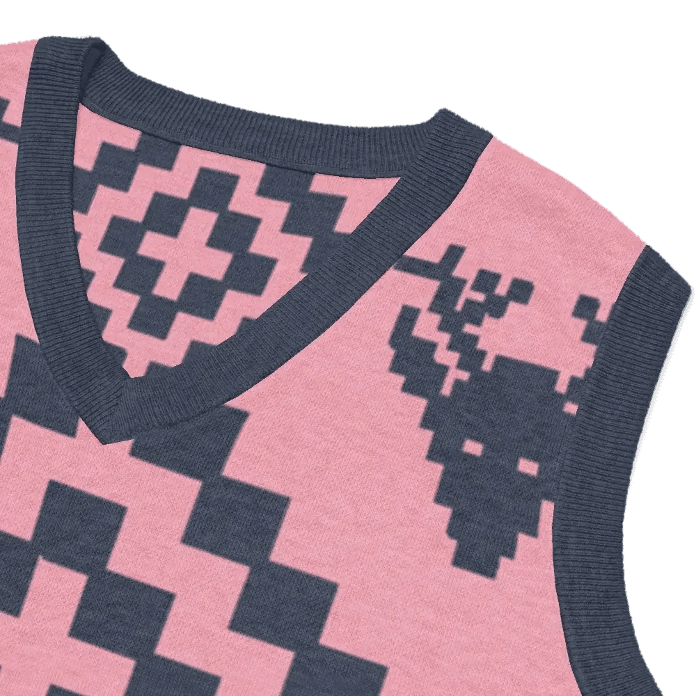 Classic Vintage V-neck Pink Men Knitted vest - IVORYNN