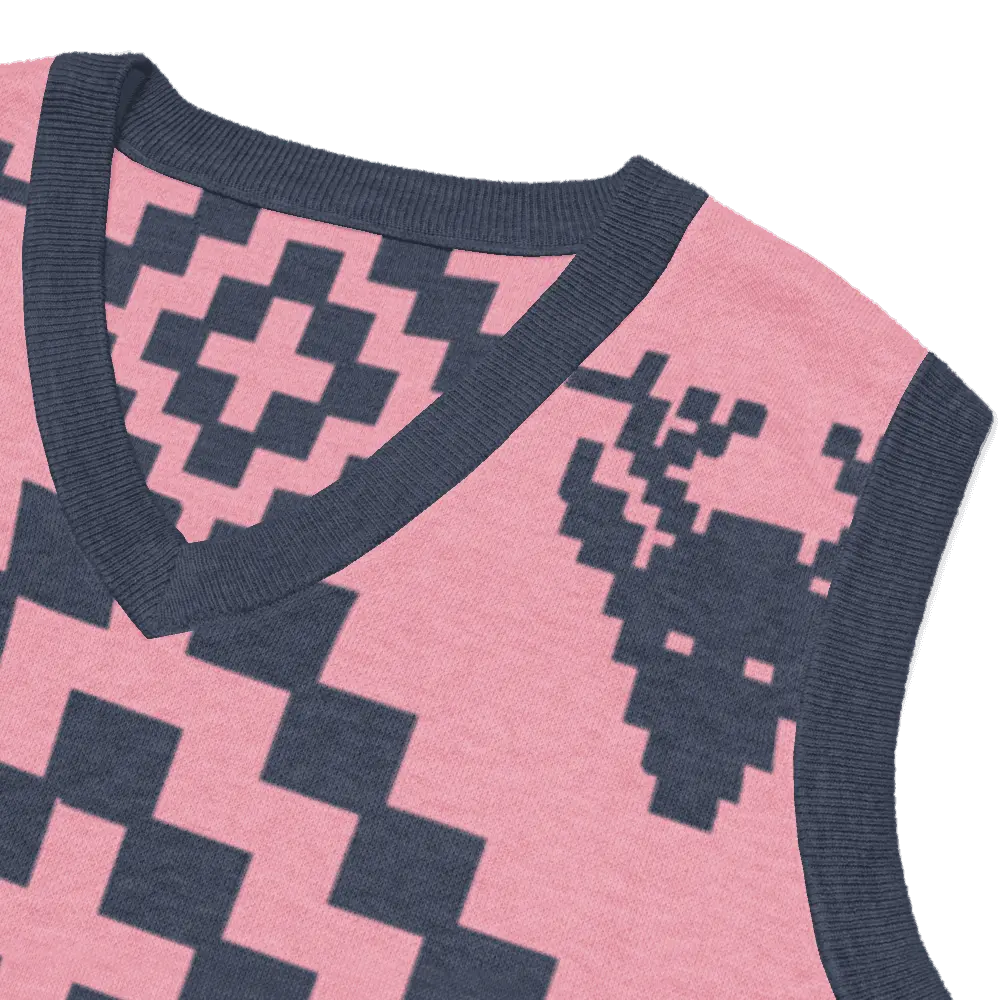 Classic Vintage V-neck Pink Men Knitted vest - IVORYNN