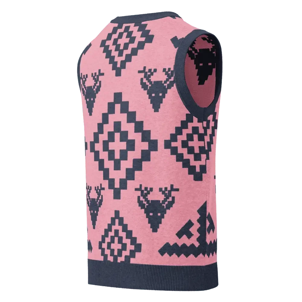 Classic Vintage V-neck Pink Men Knitted vest - IVORYNN