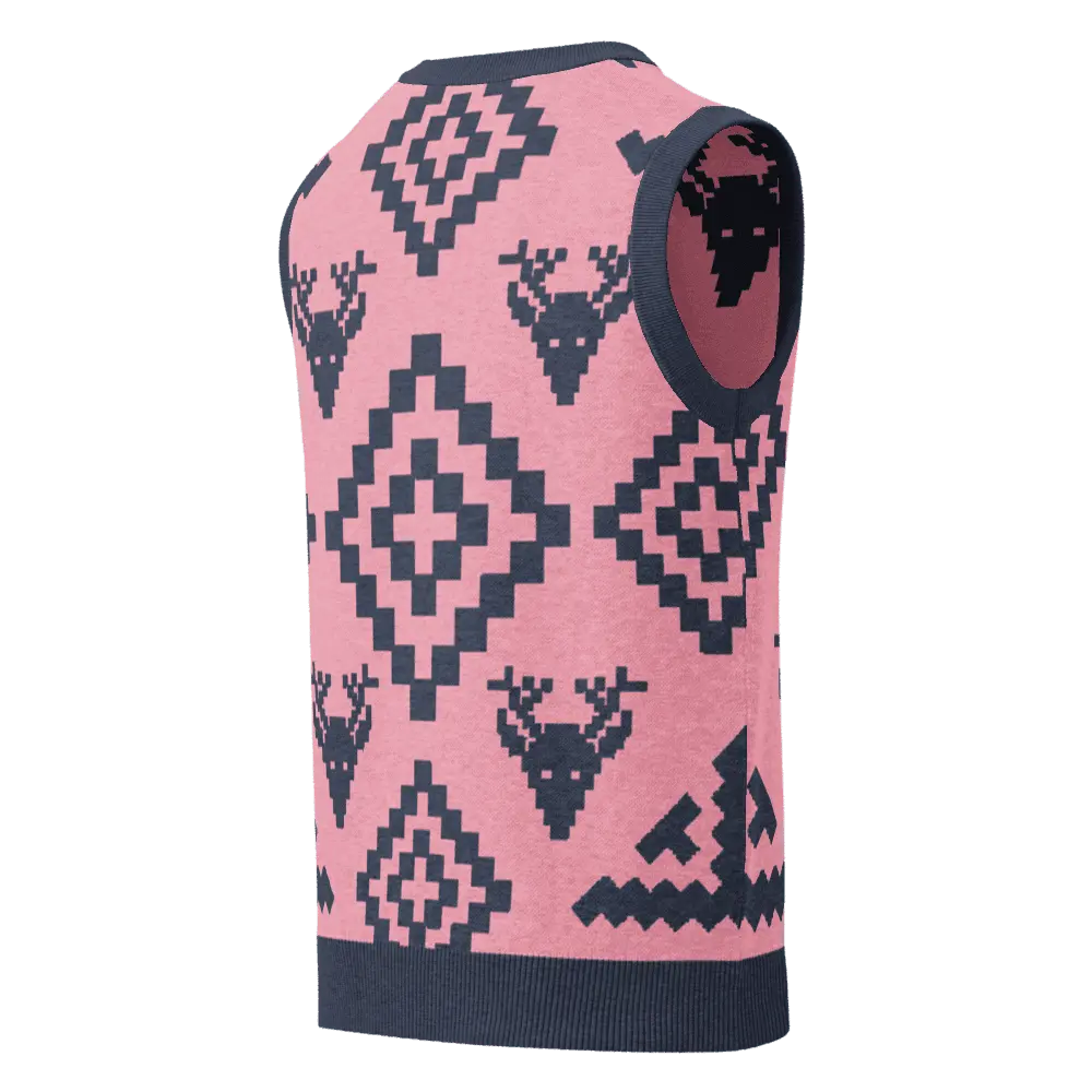 Classic Vintage V-neck Pink Men Knitted vest - IVORYNN