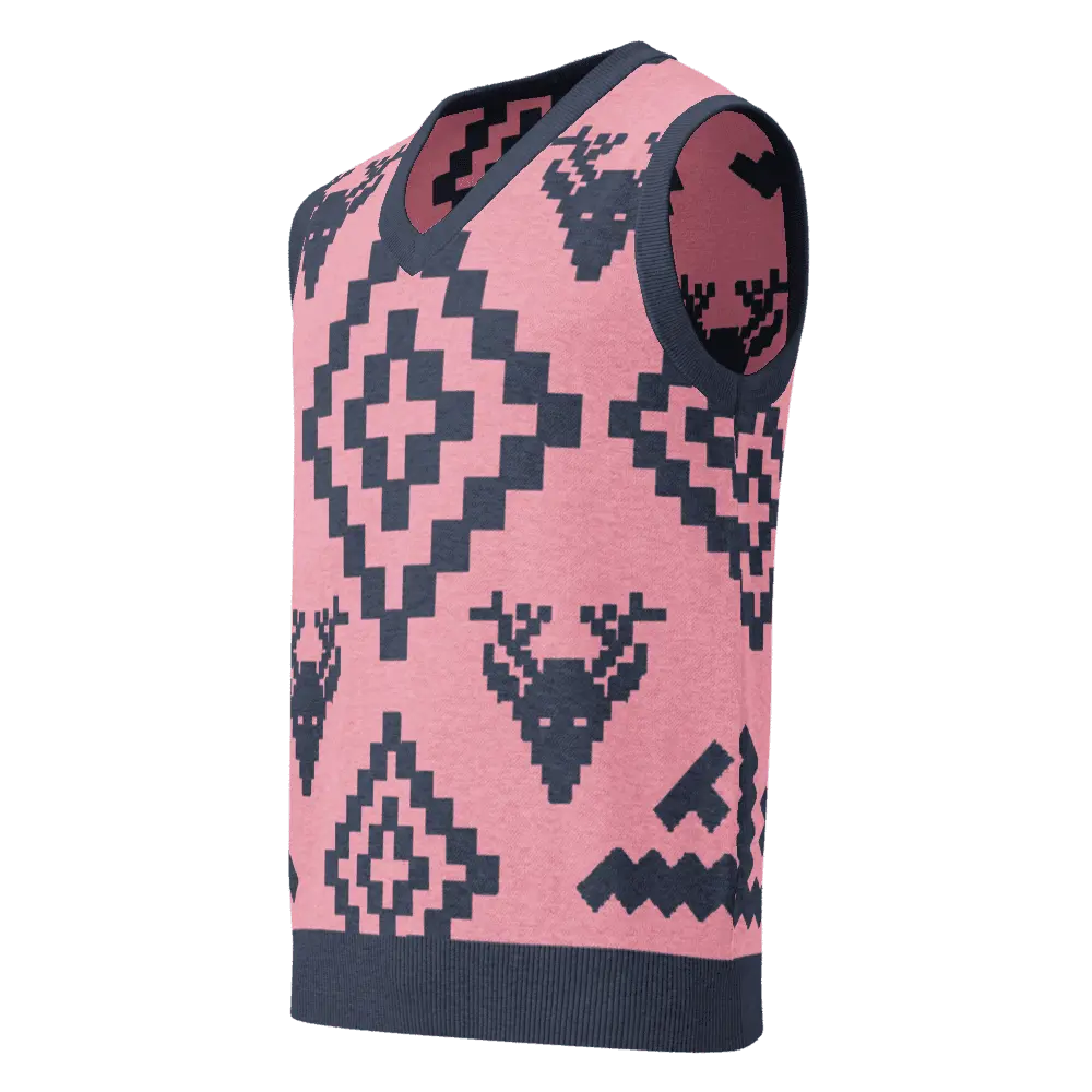 Classic Vintage V-neck Pink Men Knitted vest - IVORYNN