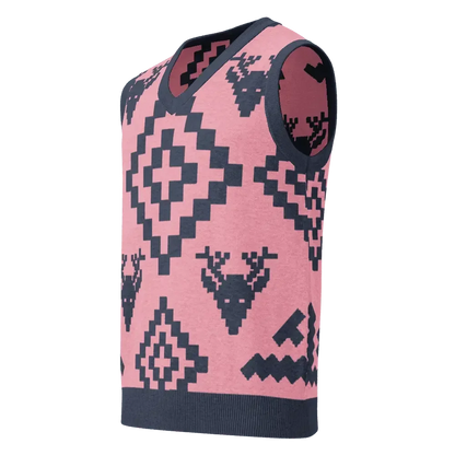 Classic Vintage V-neck Pink Men Knitted vest - IVORYNN