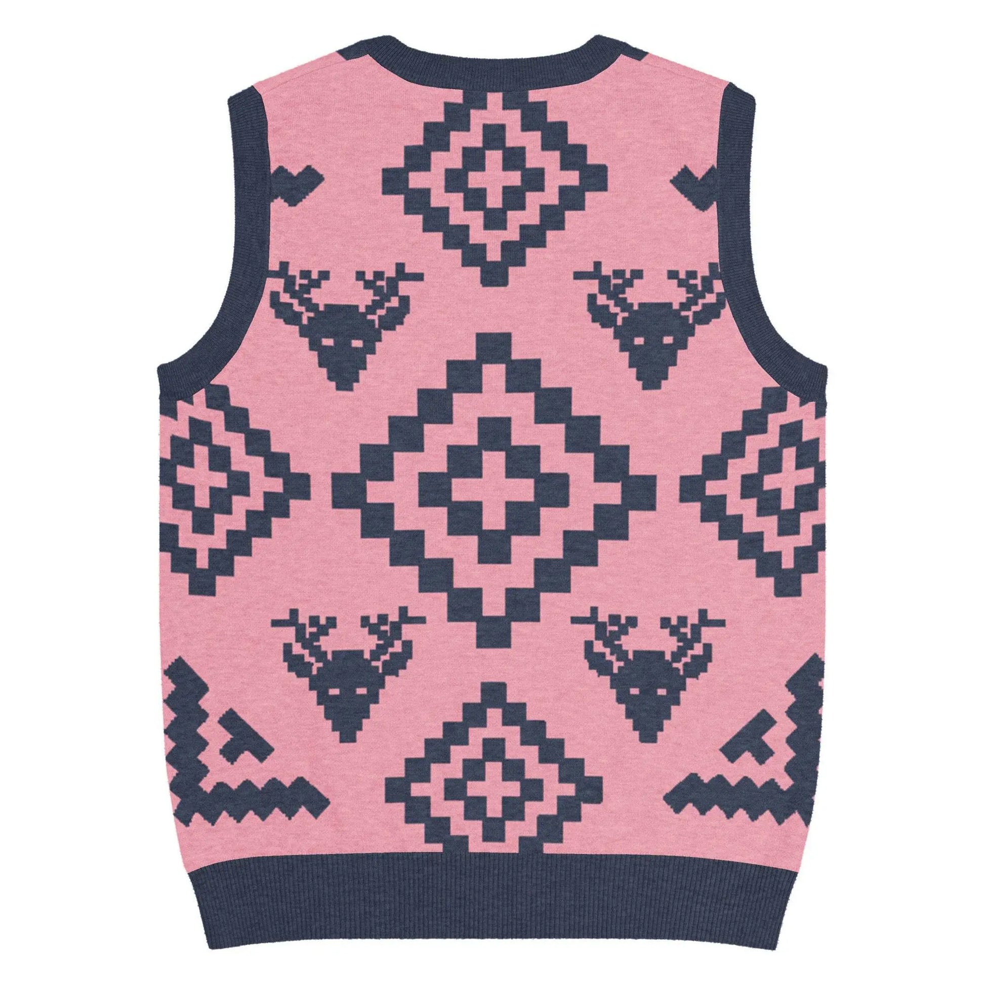 Classic Vintage V-neck Pink Men Knitted vest - IVORYNN