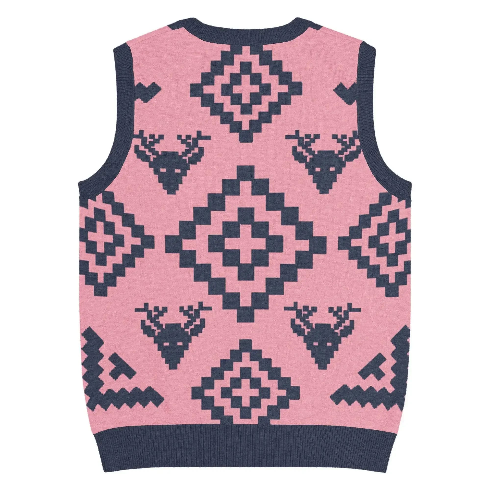 Classic Vintage V-neck Pink Men Knitted vest - IVORYNN