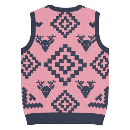 Classic Vintage V-neck Pink Men Knitted vest - IVORYNN