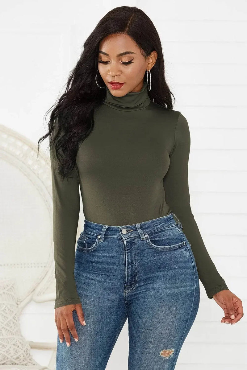 Classy Turtleneck Long Sleeve Bodysuit - IVORYNN