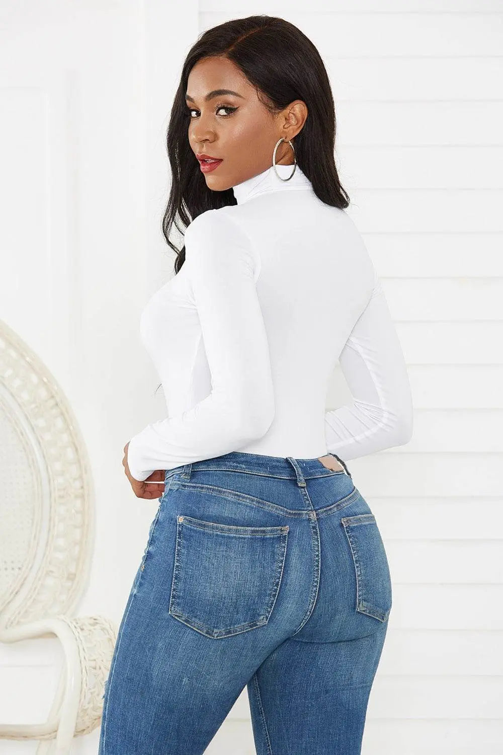 Classy Turtleneck Long Sleeve Bodysuit - IVORYNN